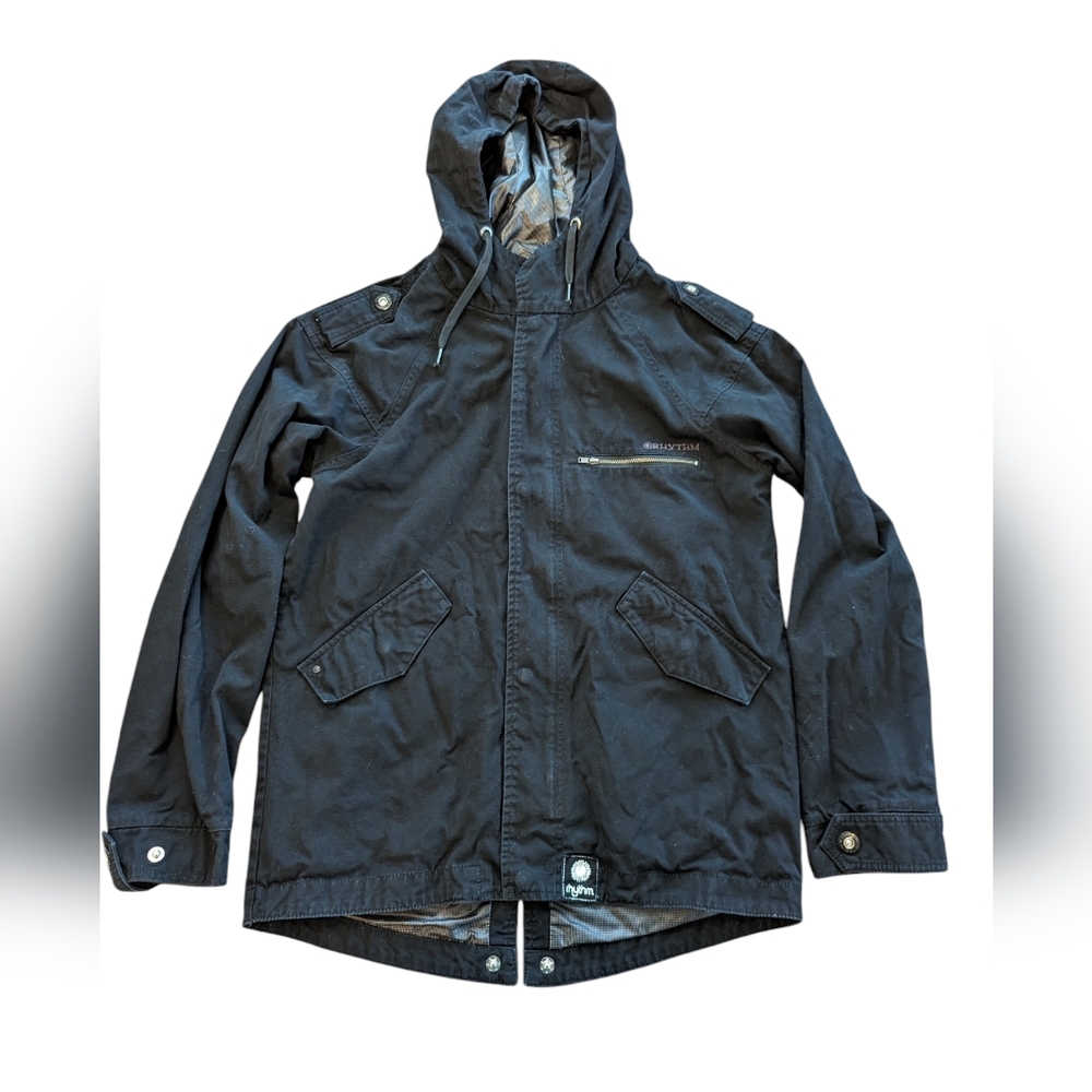 Men's Black Hooded Military Jacket